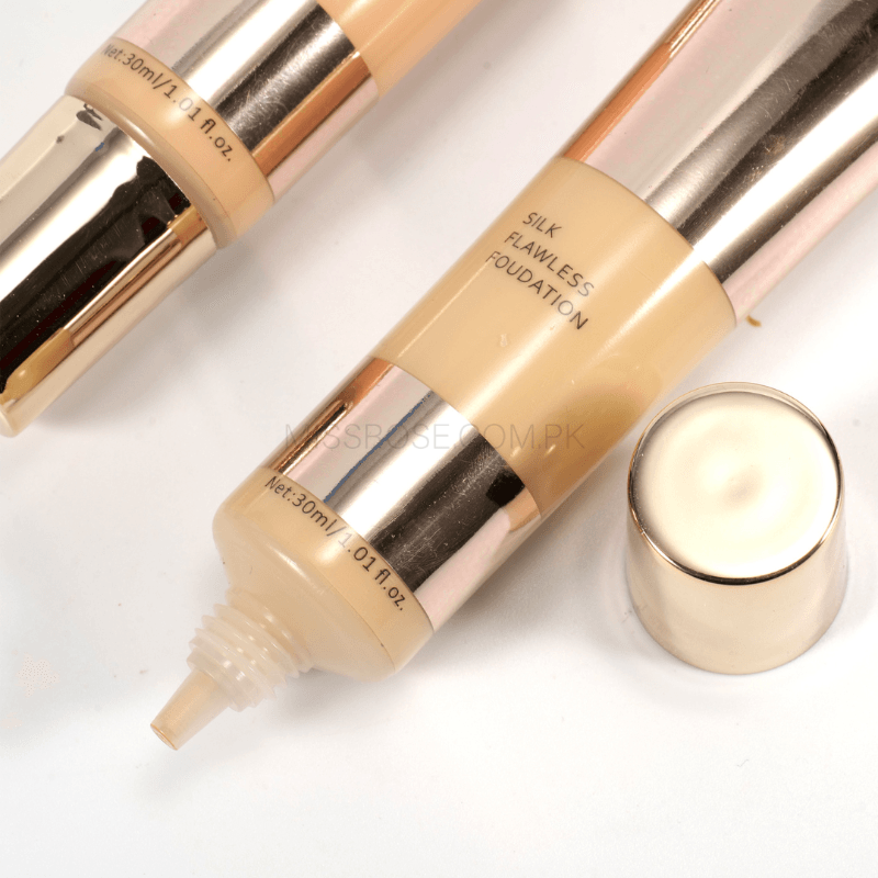 MISS ROSE 019N1 BEIGE 01 SILK FLAWLESS FOUNDATION TUBE