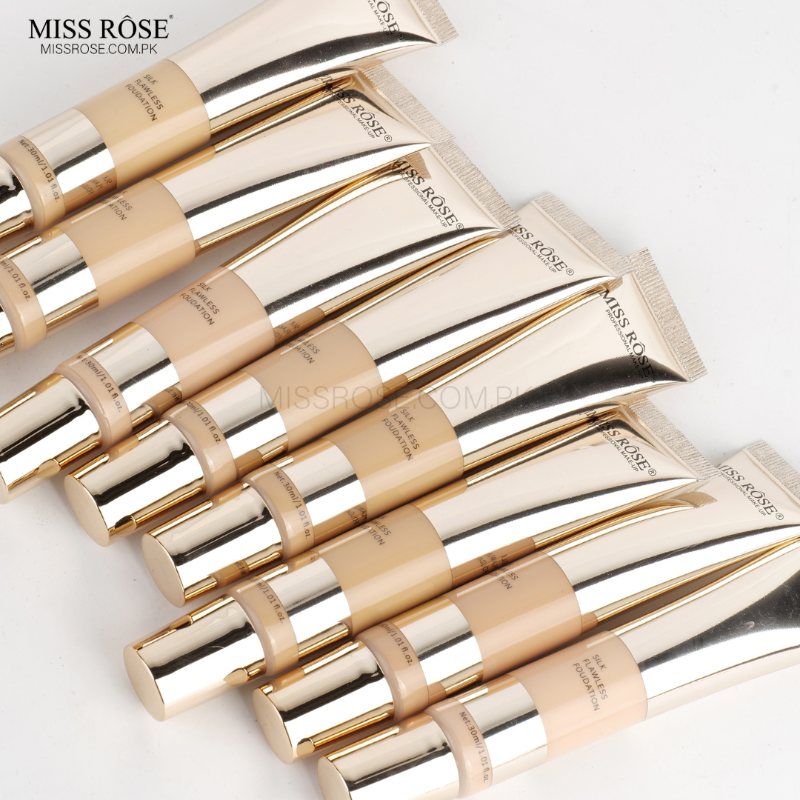 MISS ROSE 019N4 BEIGE 04 SILK FLAWLESS FOUNDATION TUBE